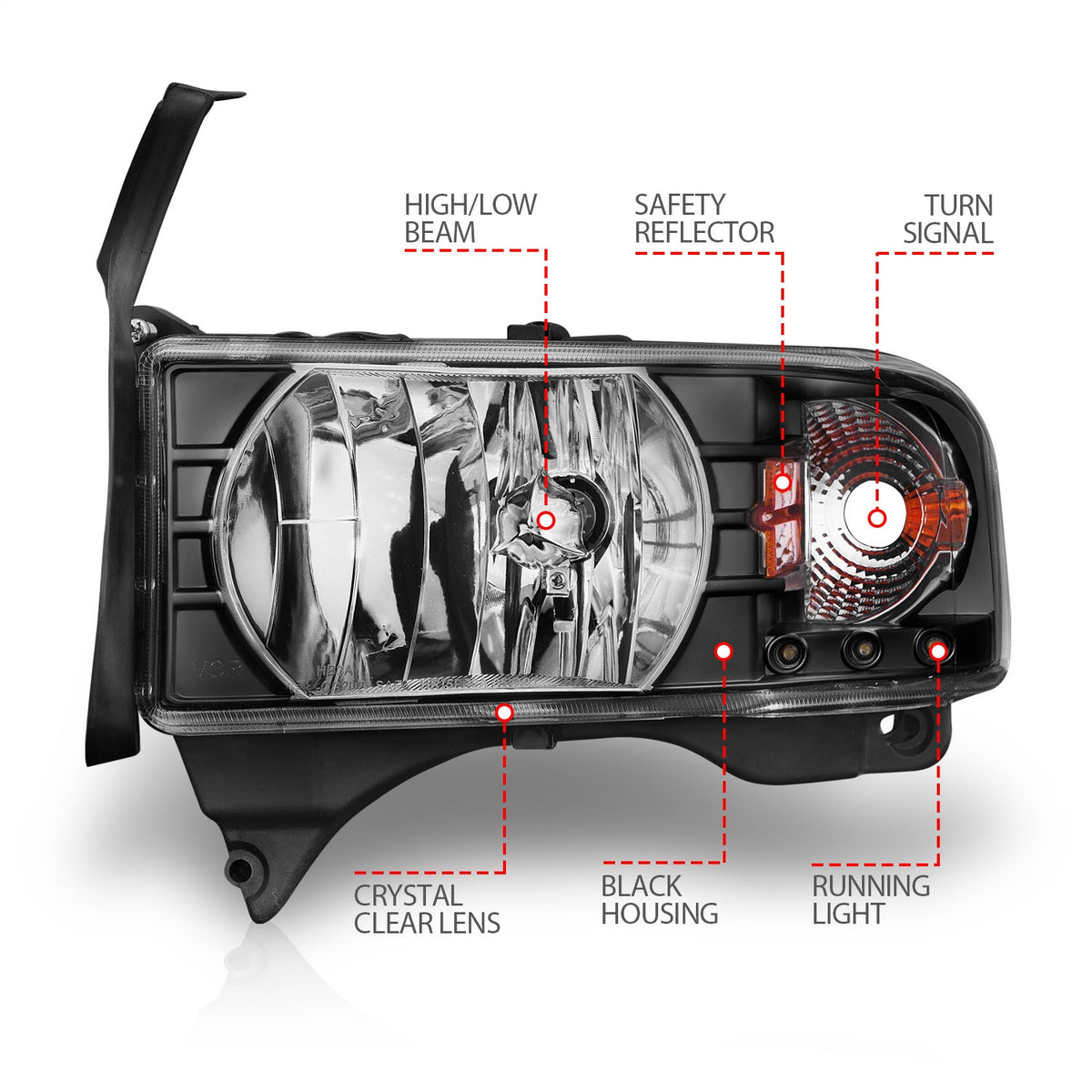 ANZO USA ZUKT_111205 Anzo ZUKT_111205 Crystal Headlight Set Clear for Ram 1500 for 111205