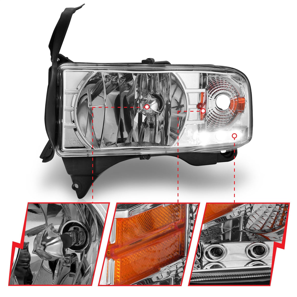 ANZO USA ZUKT_111206 Anzo ZUKT_111206 Crystal Headlight Set Clear for Ram 1500 for 111206
