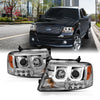 Anzo USA | Projector Headlight Set Clear Lens Chrome Housing w/U-Bar Pair | Fits F-150 | 111287