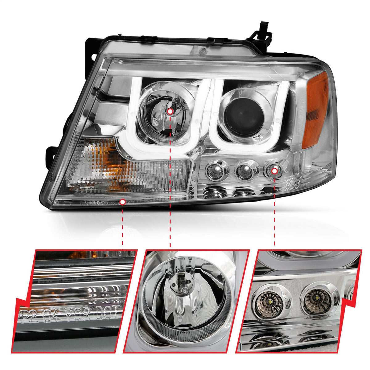 ANZO USA ZUKT_111287 Anzo ZUKT_111287 Projector Headlight Set Clear Lens Chrome