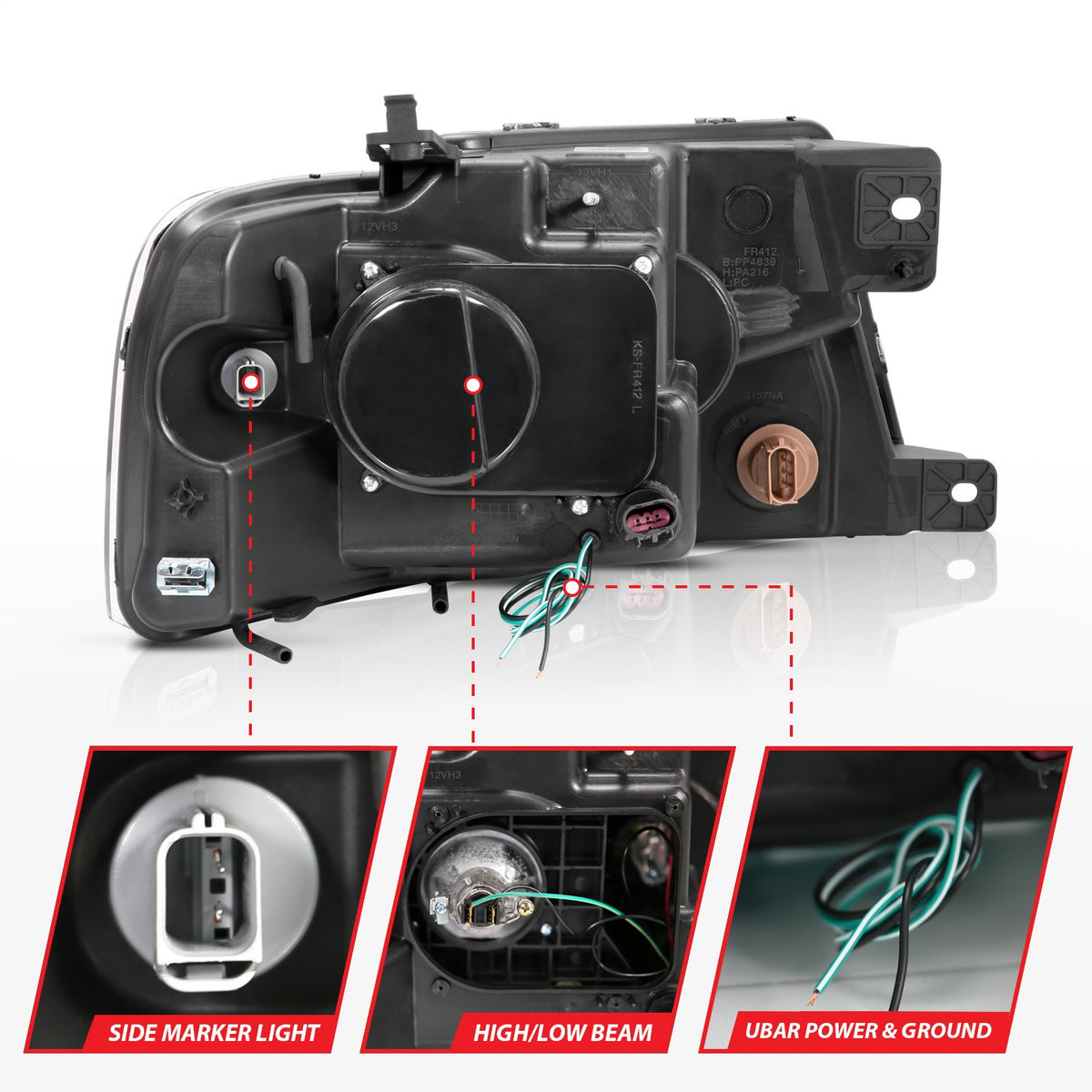 ANZO USA ZUKT_111287 Anzo ZUKT_111287 Projector Headlight Set Clear Lens Chrome