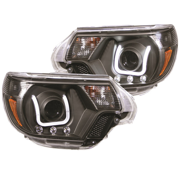 Anzo USA | Projector Headlight Set Clear Lens Black Housing w/U-Bar Pair | Fits Tacoma | 111290