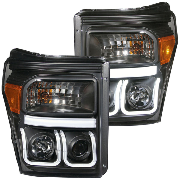 Anzo USA | Projector Headlight Set Clear Lens Black Housing w/U-Bar Pair | Fits F-250 Super Duty | 111292