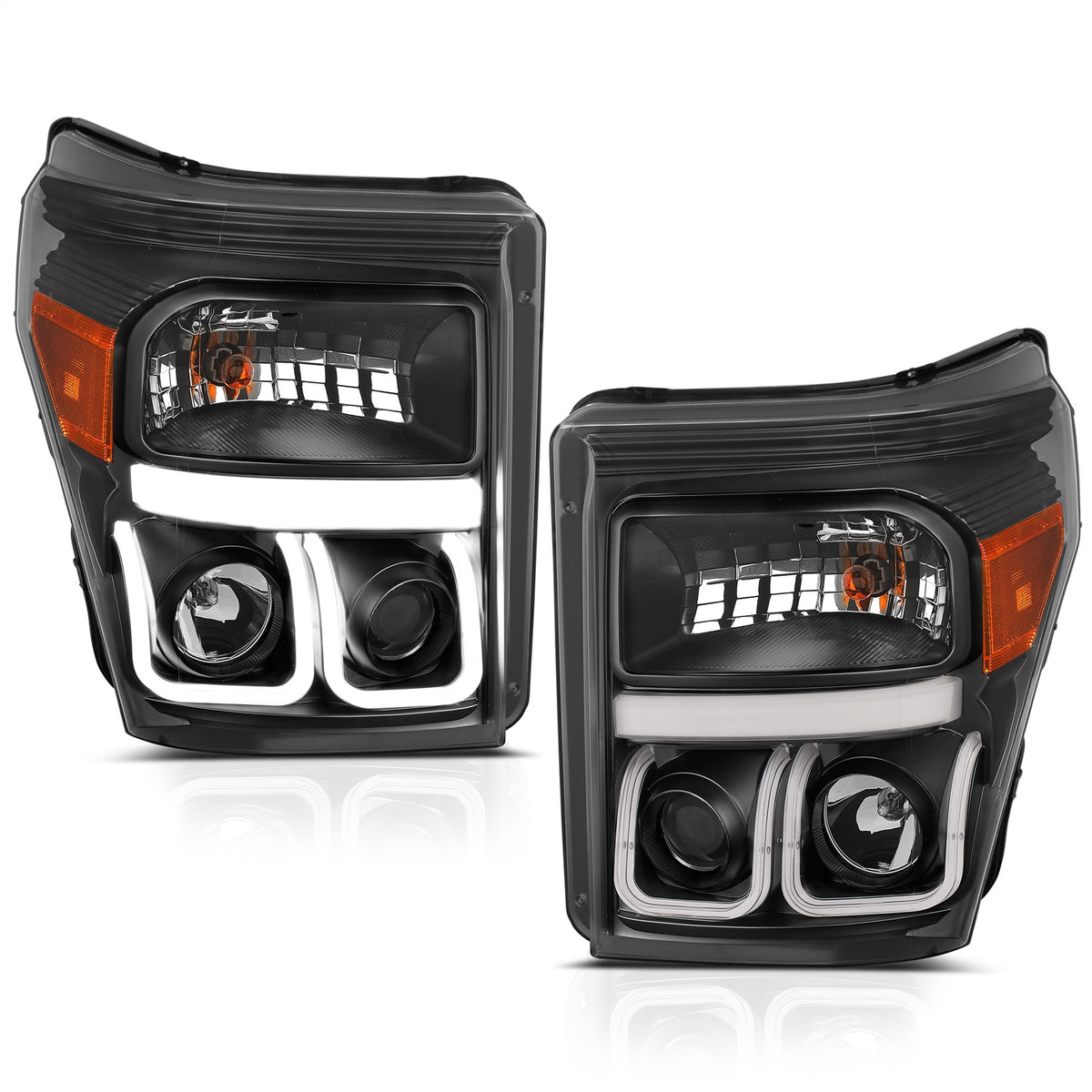 ANZO USA ZUKT_111292 Anzo ZUKT_111292 Projector Headlight Set Clear Lens Black Housing