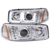 Anzo USA | Projector Headlight Set Clear Lens Chrome Housing w/U-Bar Pair | Fits Sierra 1500 | 111304