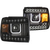 Anzo USA | Projector Headlight Set Clear Lens Black Housing w/U-Bar Pair | Fits Sierra 1500 | 111316