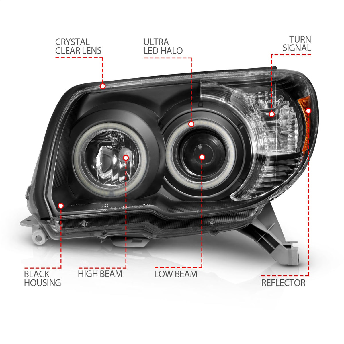 ANZO USA ZUKT_111320 Anzo ZUKT_111320 Projector Headlight Set Clear Lens Black Housing