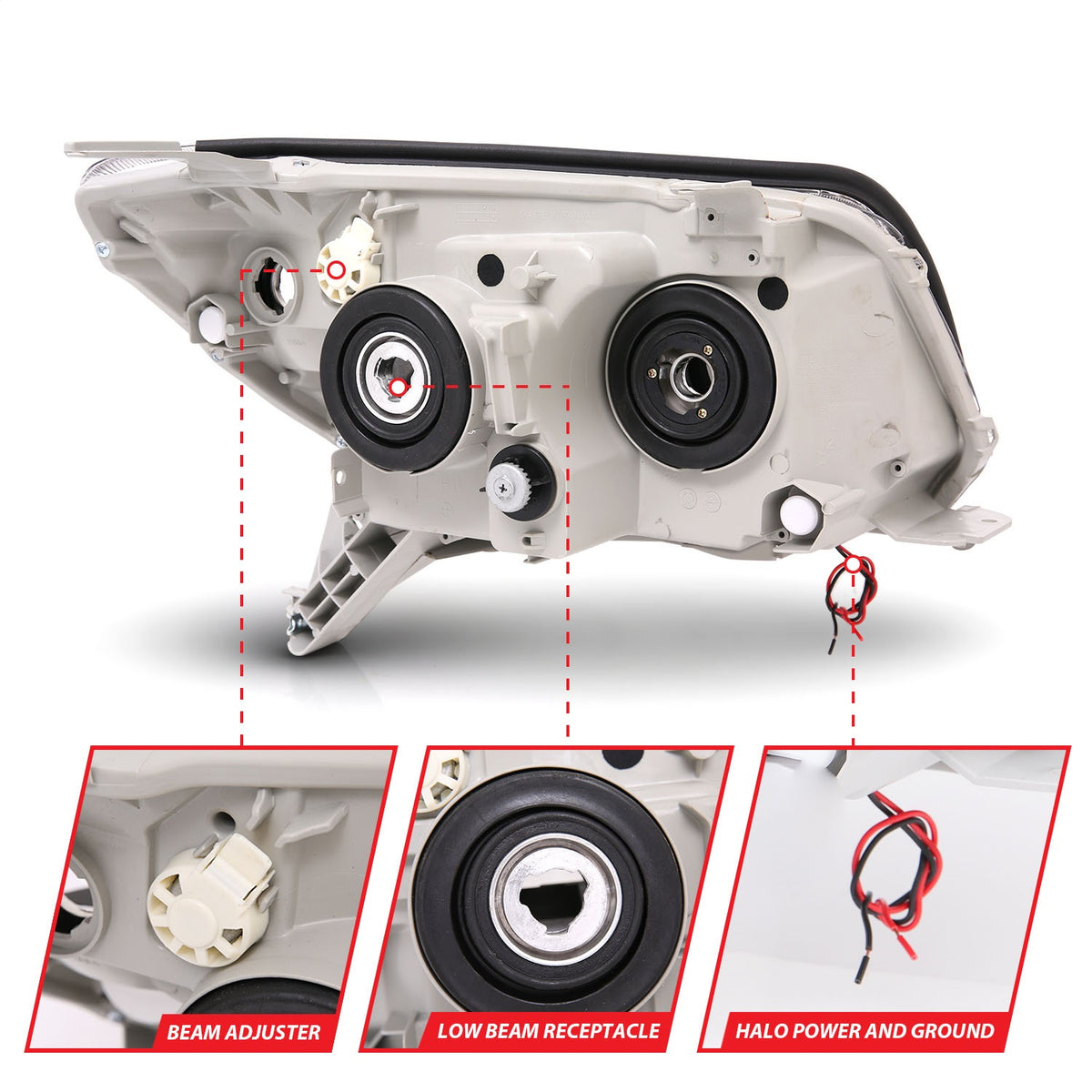 ANZO USA ZUKT_111320 Anzo ZUKT_111320 Projector Headlight Set Clear Lens Black Housing
