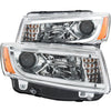 Anzo USA | Projector Headlight Set Clear Lens Chrome Housing Pair w/Plank Style Design | Fits Grand Cherokee | 111328