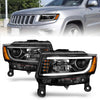 Anzo USA | Projector Headlight Set Clear Lens Black Housing Pair w/Plank Style Design | Fits Grand Cherokee | 111329
