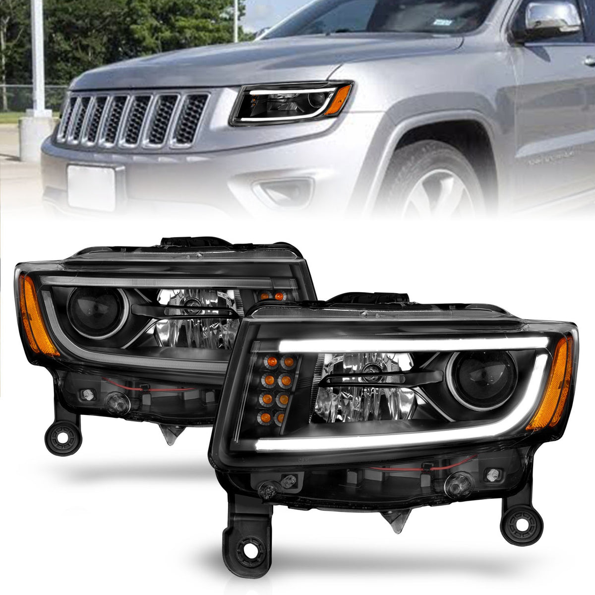 ANZO USA ZUKT_111329 Anzo ZUKT_111329 Projector Headlight Set Clear Lens Black Housing