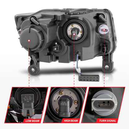 ANZO USA ZUKT_111329 Anzo ZUKT_111329 Projector Headlight Set Clear Lens Black Housing