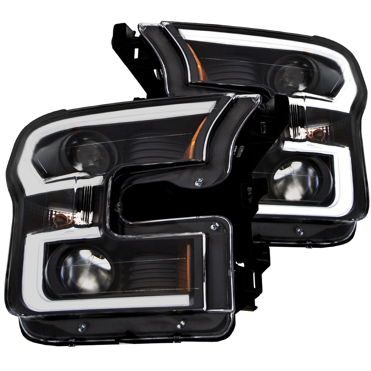 ANZO USA ZUKT_111347 Anzo ZUKT_111347 Projector Headlight Set Amber Lens Black Housing