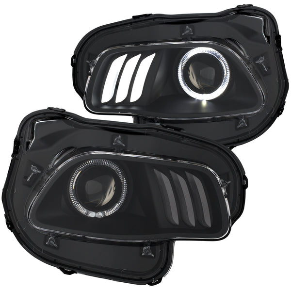 Anzo USA | Projector Headlight Set Clear w/White And Red Lens Black Housing Pair | Fits Cherokee | 111353
