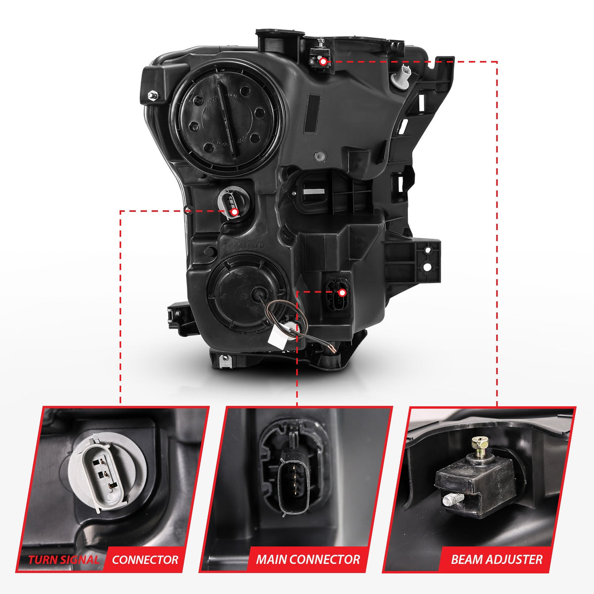 ANZO USA ZUKT_111357 Anzo ZUKT_111357 Projector Headlight Set Clear Lens
