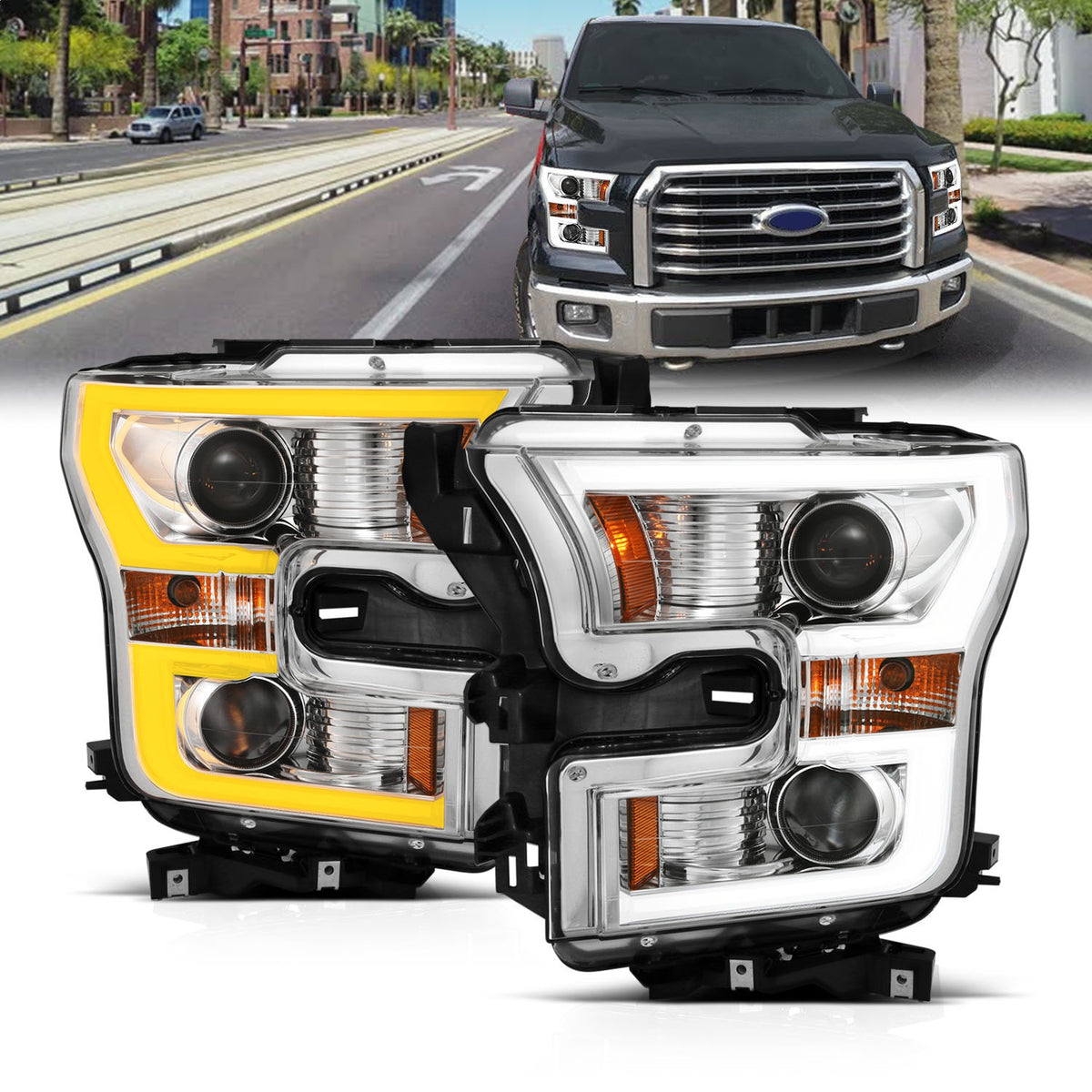 ANZO USA ZUKT_111358 Anzo ZUKT_111358 Projector Headlight Set Clear Lens