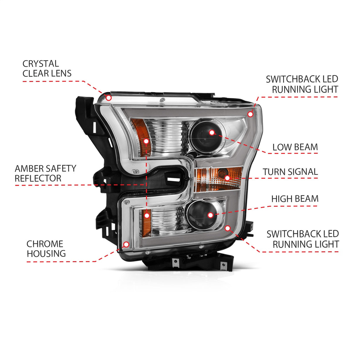 ANZO USA ZUKT_111358 Anzo ZUKT_111358 Projector Headlight Set Clear Lens