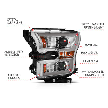 ANZO USA ZUKT_111358 Anzo ZUKT_111358 Projector Headlight Set Clear Lens