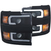 Anzo USA | Projector Headlight Set w/Plank Style Design Black w/Amber | Fits Silverado 2500 HD | 111363