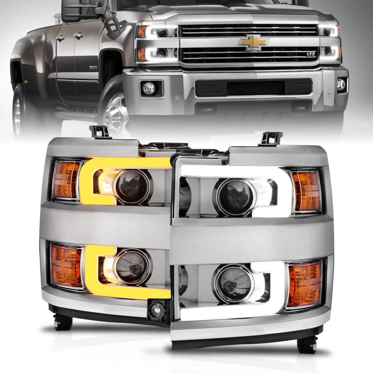 ANZO USA ZUKT_111366 Anzo ZUKT_111366 Projector Headlight Set Clear Lens