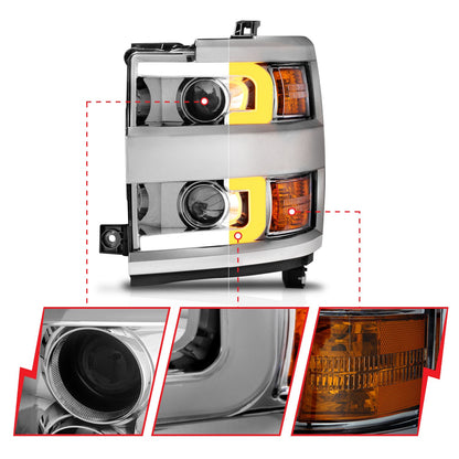 ANZO USA ZUKT_111366 Anzo ZUKT_111366 Projector Headlight Set Clear Lens
