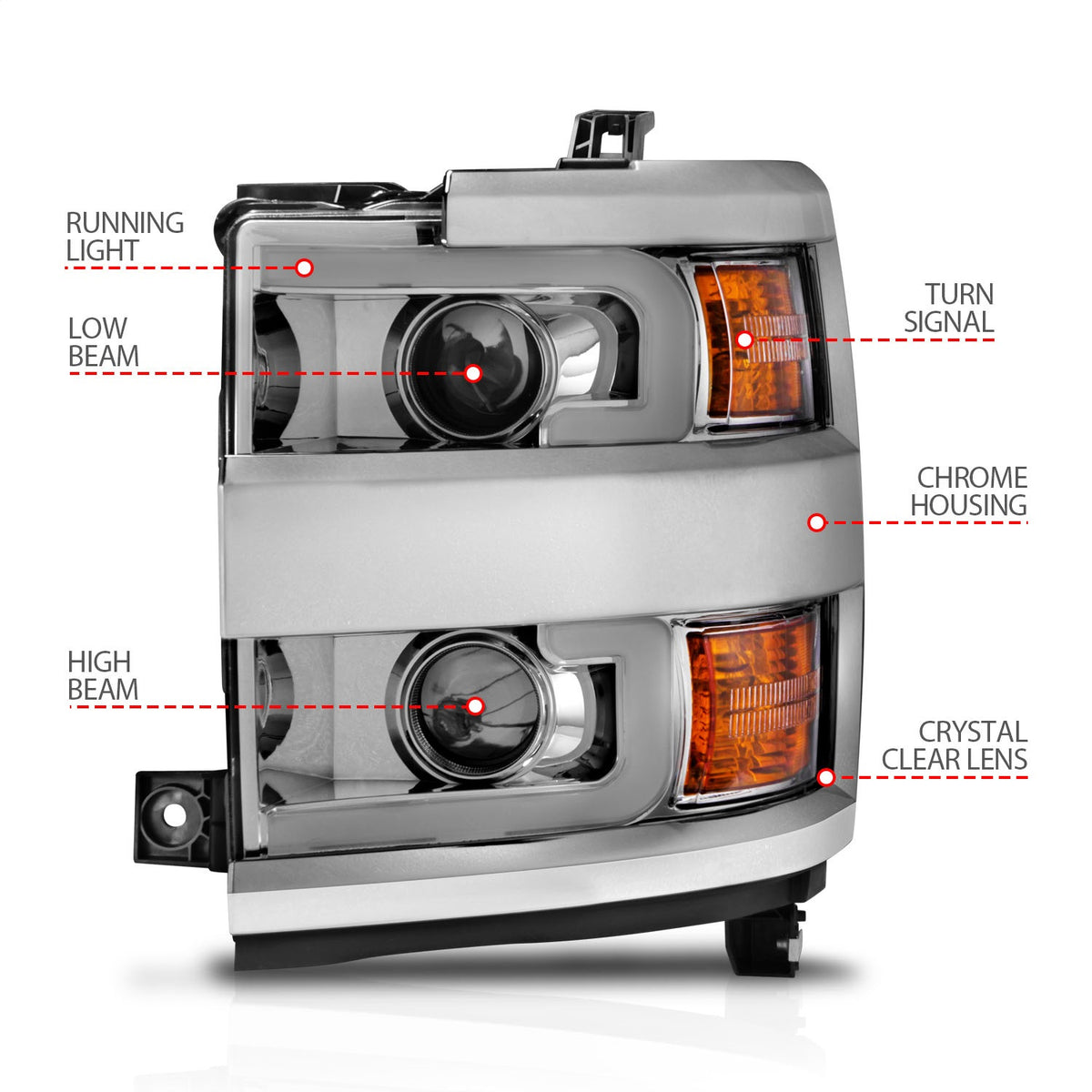ANZO USA ZUKT_111366 Anzo ZUKT_111366 Projector Headlight Set Clear Lens