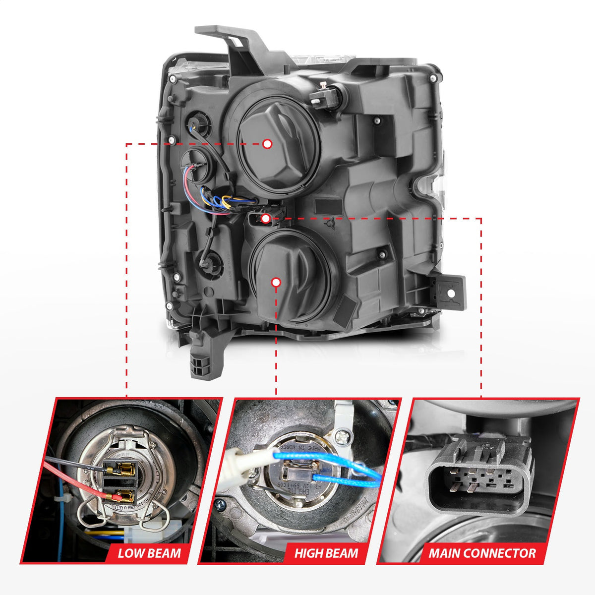 ANZO USA ZUKT_111366 Anzo ZUKT_111366 Projector Headlight Set Clear Lens