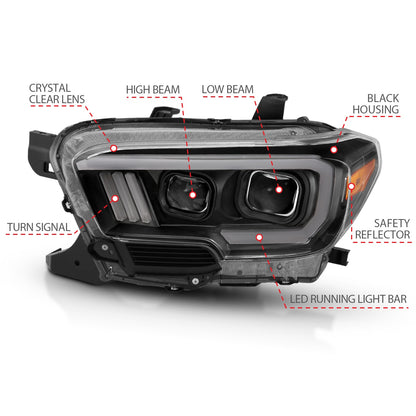 ANZO USA ZUKT_111379 Anzo ZUKT_111379 Projector Headlight Set Clear Lens Black Housing