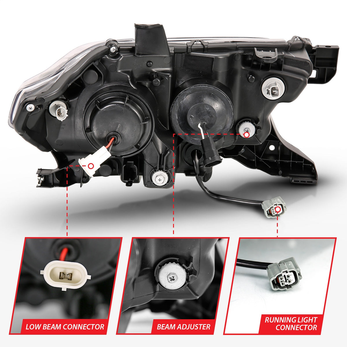 ANZO USA ZUKT_111379 Anzo ZUKT_111379 Projector Headlight Set Clear Lens Black Housing