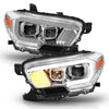 Anzo USA | Projector Headlight Set Plank Style Clear Lens Chrome Housing Chrome/Amber Pair | Fits Tacoma | 111380