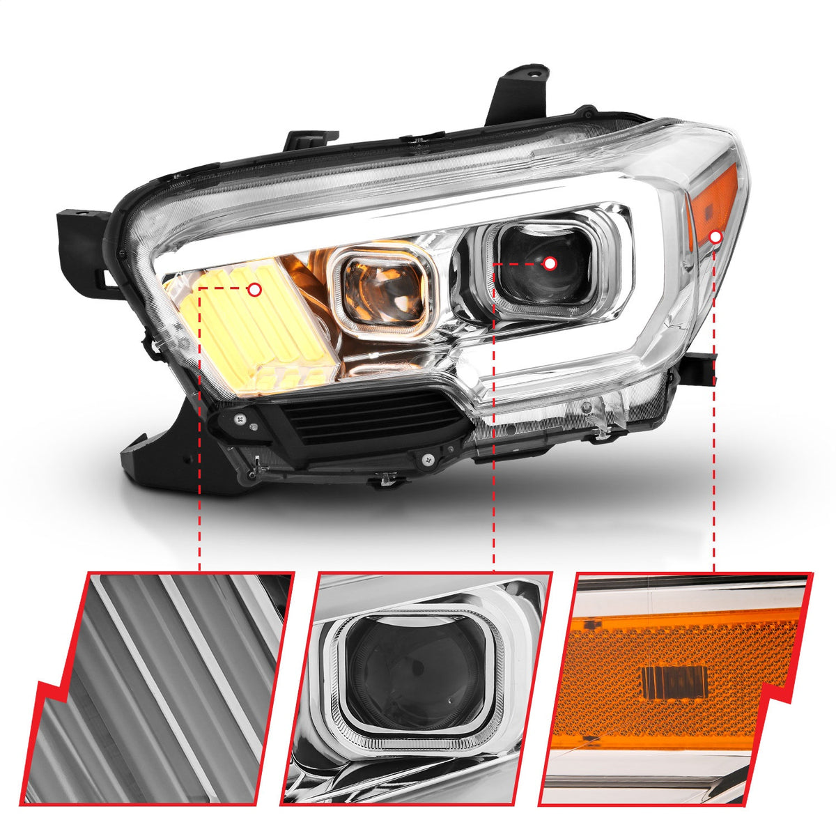 ANZO USA ZUKT_111380 Anzo ZUKT_111380 Projector Headlight Set Plank Style Clear Lens