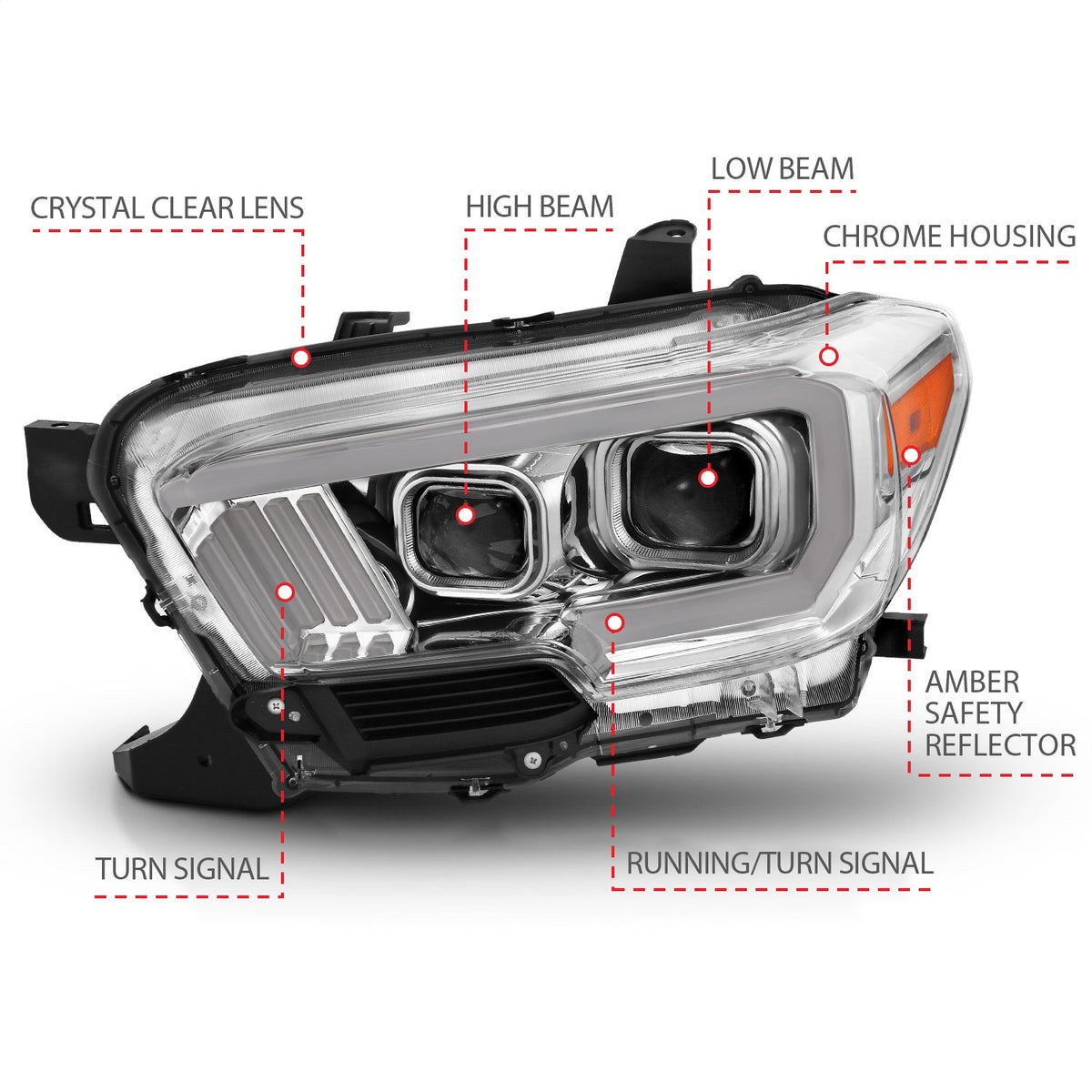 ANZO USA ZUKT_111380 Anzo ZUKT_111380 Projector Headlight Set Plank Style Clear Lens