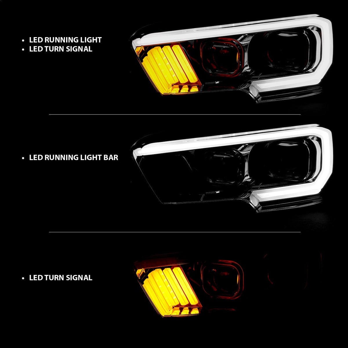ANZO USA ZUKT_111380 Anzo ZUKT_111380 Projector Headlight Set Plank Style Clear Lens
