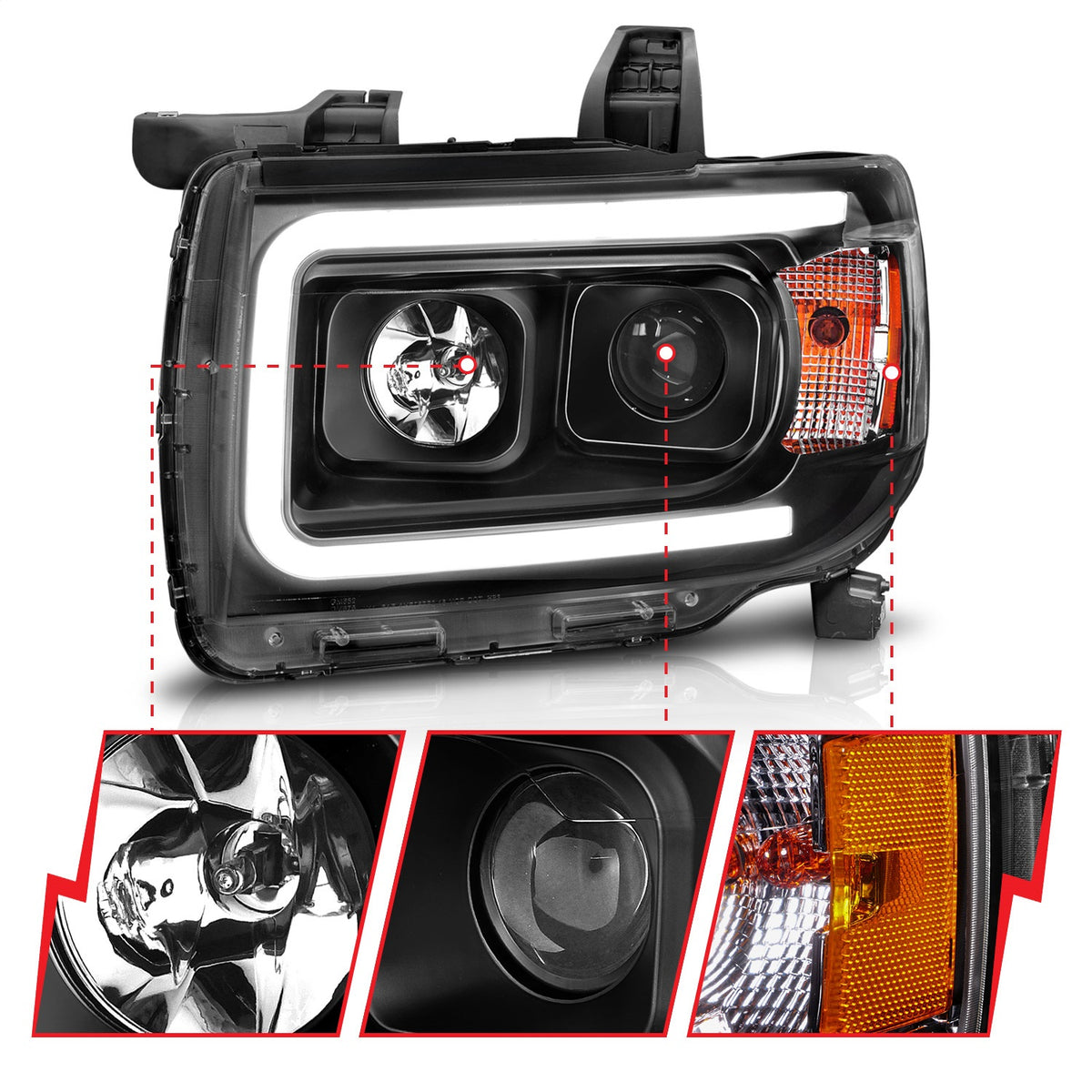 ANZO USA ZUKT_111381 Anzo ZUKT_111381 Projector Headlight Set Plank Style Clear Lens