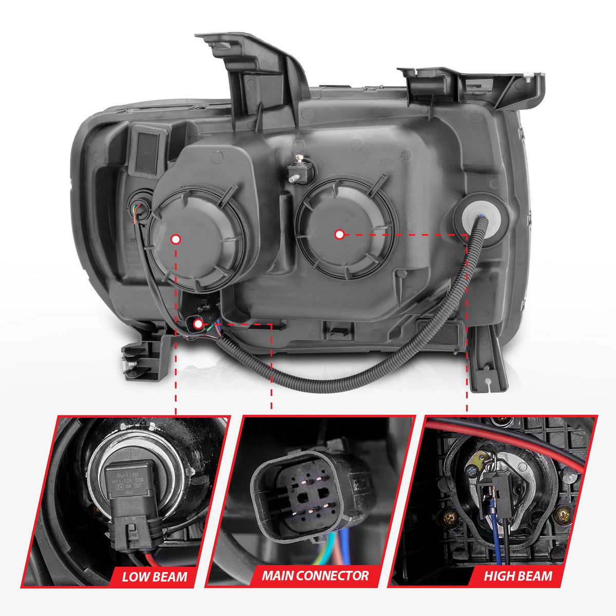 ANZO USA ZUKT_111381 Anzo ZUKT_111381 Projector Headlight Set Plank Style Clear Lens