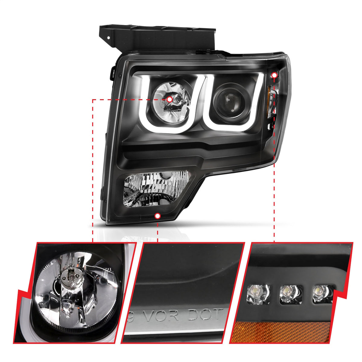 ANZO USA ZUKT_111383 Anzo ZUKT_111383 Projector Headlight Set Black
