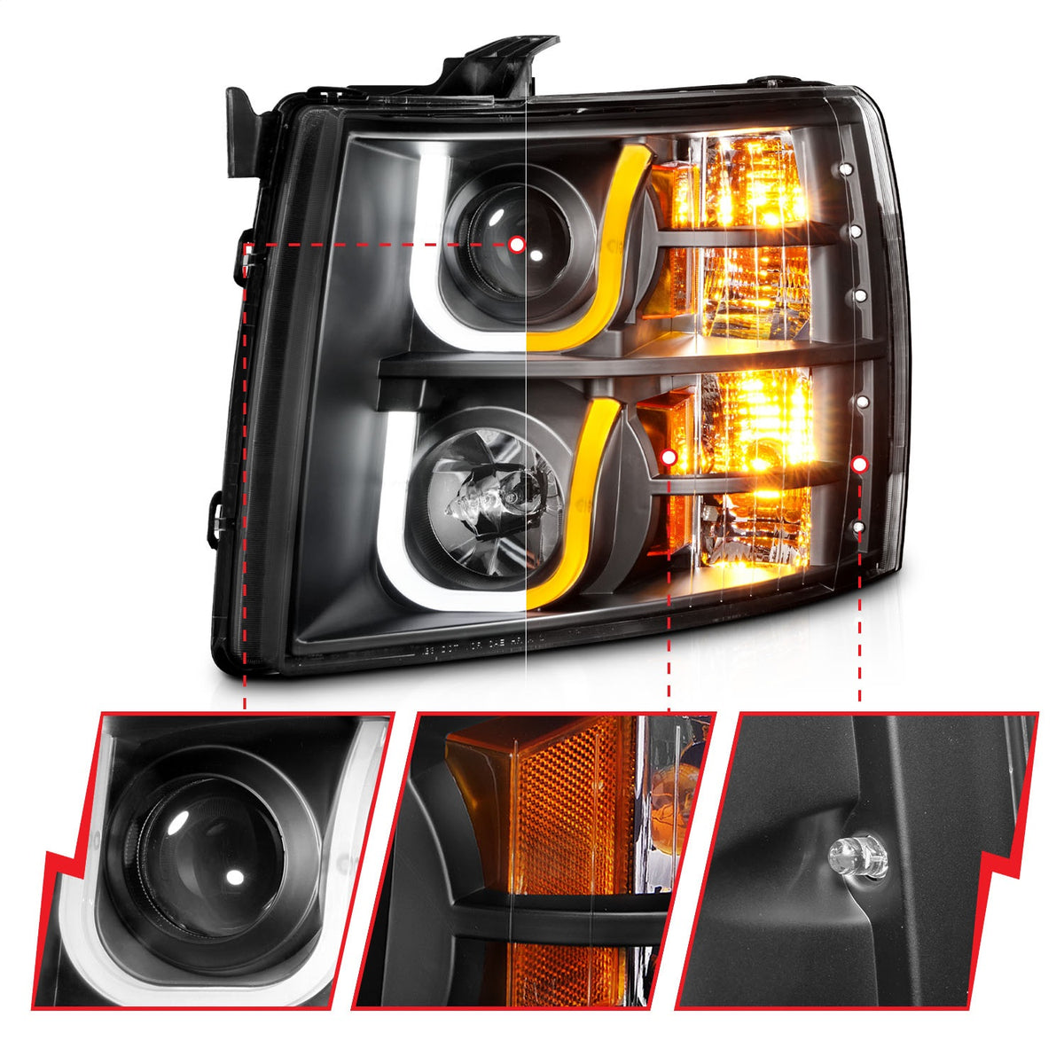 ANZO USA ZUKT_111384 Anzo ZUKT_111384 Projector Headlight Set Black
