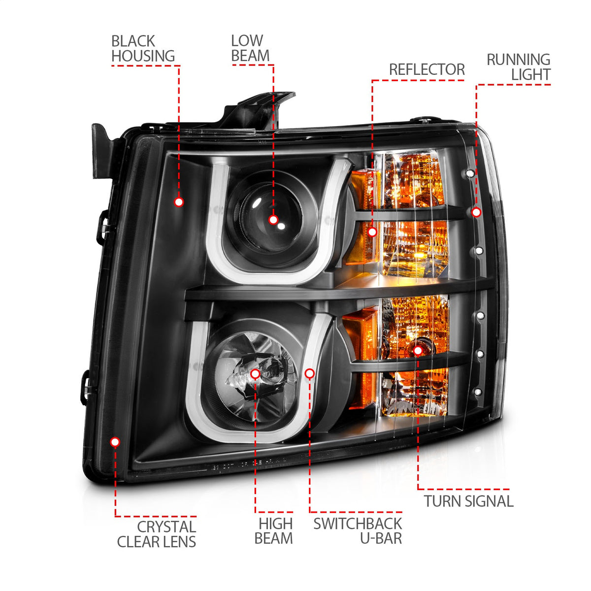 ANZO USA ZUKT_111384 Anzo ZUKT_111384 Projector Headlight Set Black
