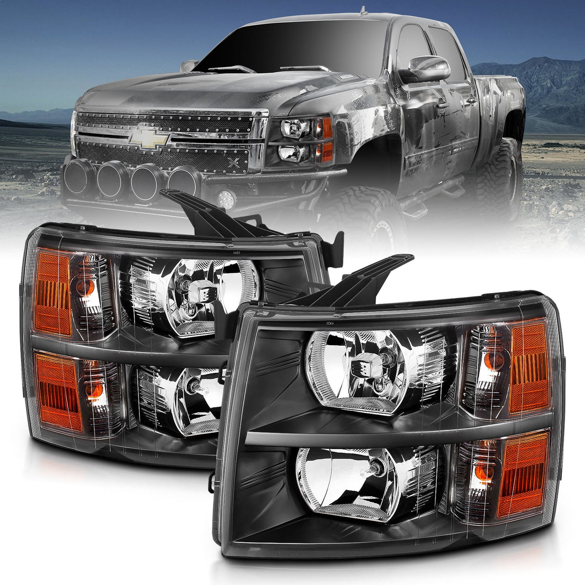 ANZO USA ZUKT_111393 Anzo ZUKT_111393 Crystal Headlight Set Clear Lens Black Housing