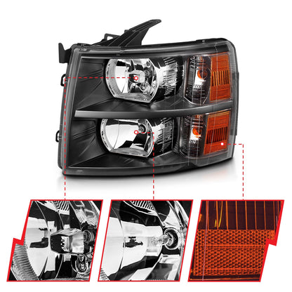 ANZO USA ZUKT_111393 Anzo ZUKT_111393 Crystal Headlight Set Clear Lens Black Housing