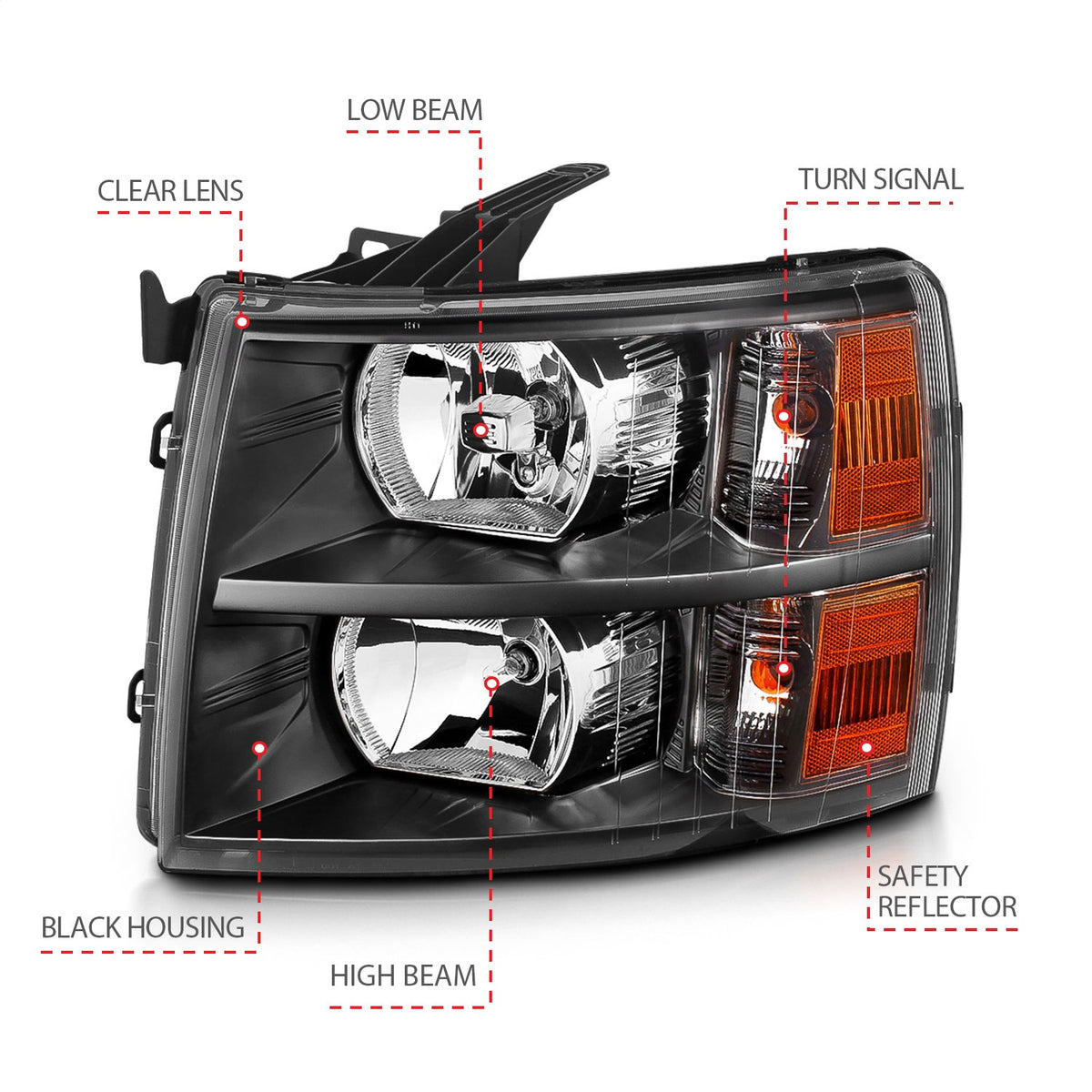 ANZO USA ZUKT_111393 Anzo ZUKT_111393 Crystal Headlight Set Clear Lens Black Housing