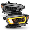 Anzo USA | Projector Headlight Set w/Plank Style Switchback Black w/Amber | Fits Tacoma | 111397