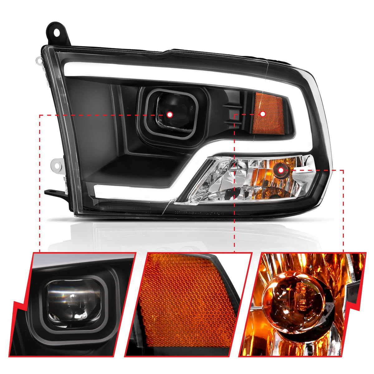 ANZO USA ZUKT_111404 Anzo ZUKT_111404 Projector Headlight Set for Ram 1500 for 111404