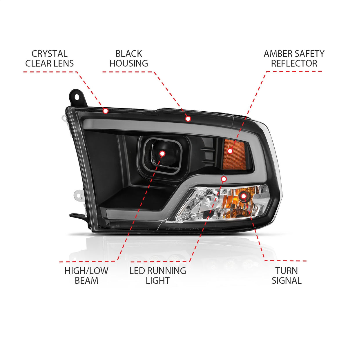 ANZO USA ZUKT_111404 Anzo ZUKT_111404 Projector Headlight Set for Ram 1500 for 111404