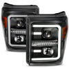 Anzo USA | Projector Headlight Set w/Plank Style Switchback Black w/Amber Pair | Fits F-250 Super Duty | 111406