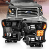 Anzo USA | Projector Headlight Set w/Plank Style Design Black w/Amber Sequential Turn Signal | Fits F-150 | 111408