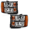 Anzo USA | Crystal Headlight Set Clear Lens Black w/Amber Housing Pair | Fits Sierra 1500 | 111430