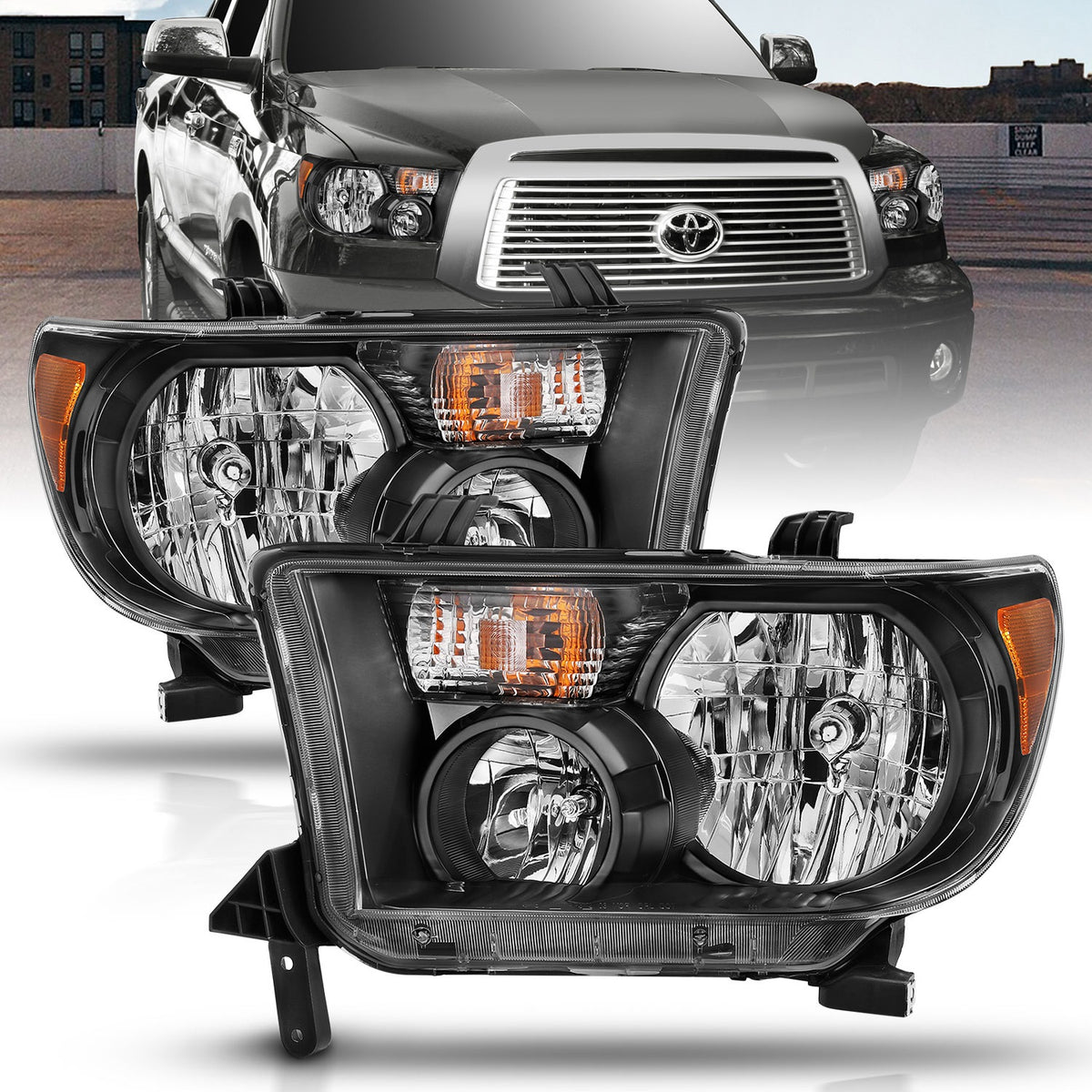 ANZO USA ZUKT_111436 Anzo ZUKT_111436 Crystal Headlight Set Clear Lens Black