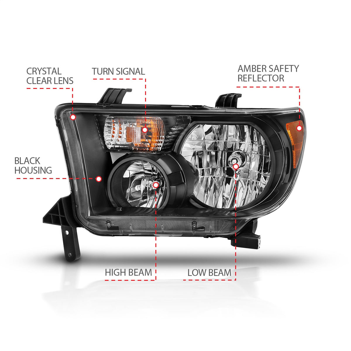 ANZO USA ZUKT_111436 Anzo ZUKT_111436 Crystal Headlight Set Clear Lens Black