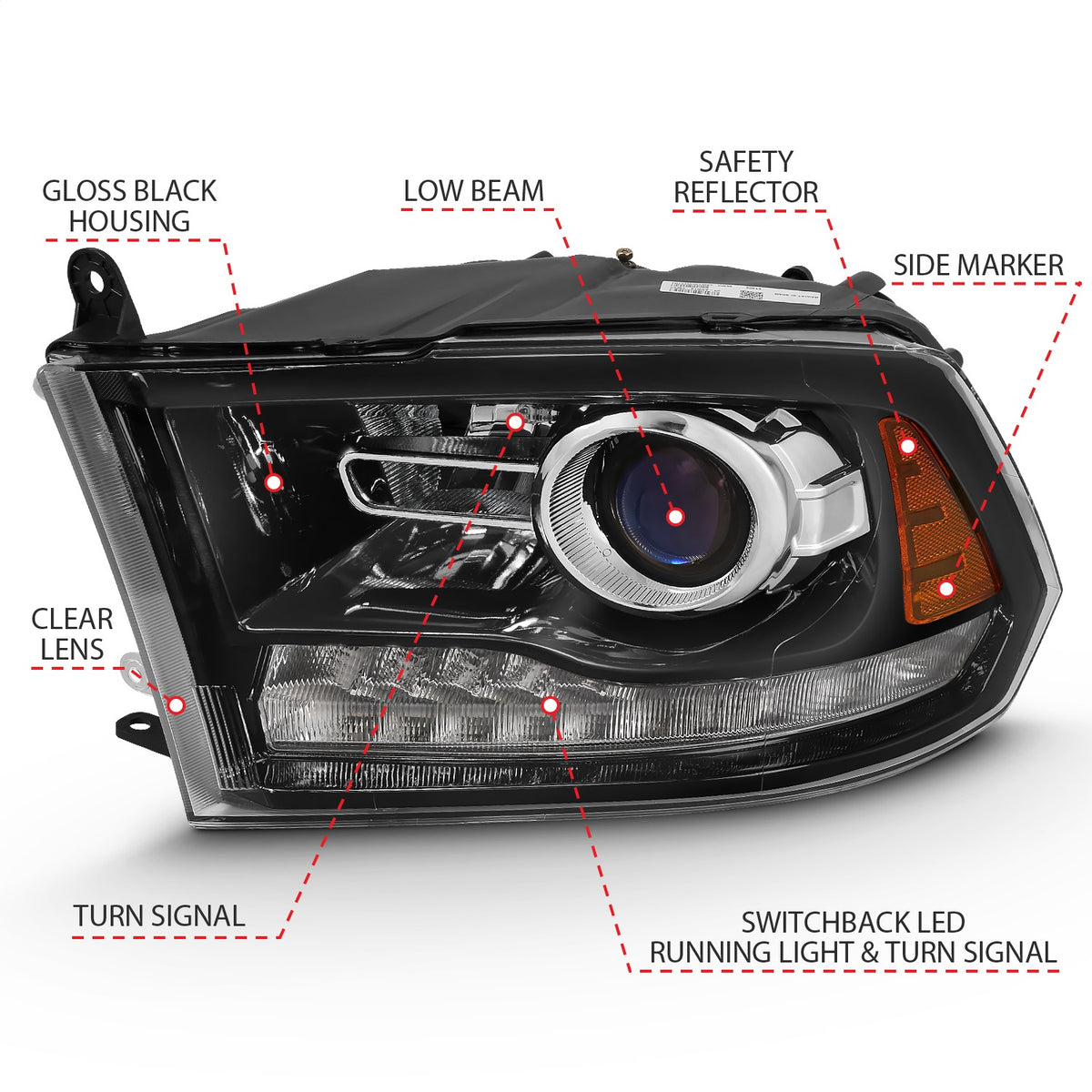 ANZO USA ZUKT_111439 Anzo ZUKT_111439 Projector Headlight Set for Ram 1500 for 111439
